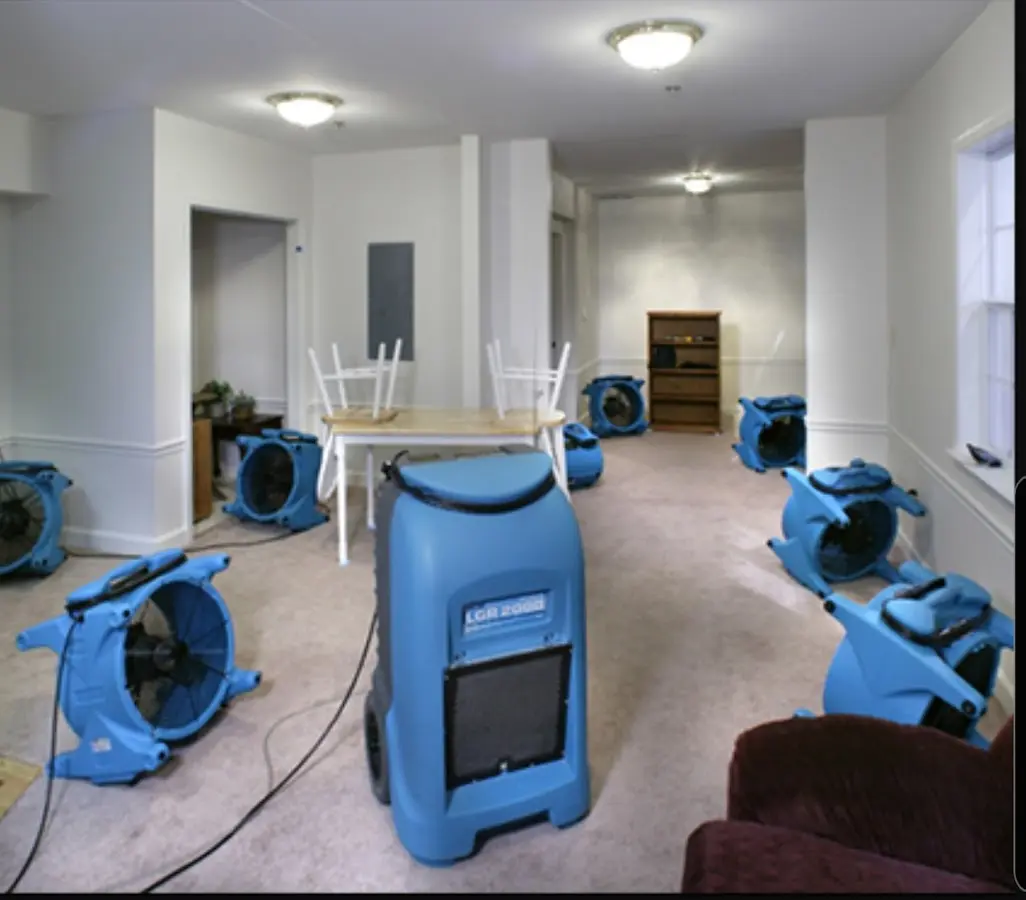 Air movers and dehumidifier setup for Water Extraction & Removal in Nebraska City